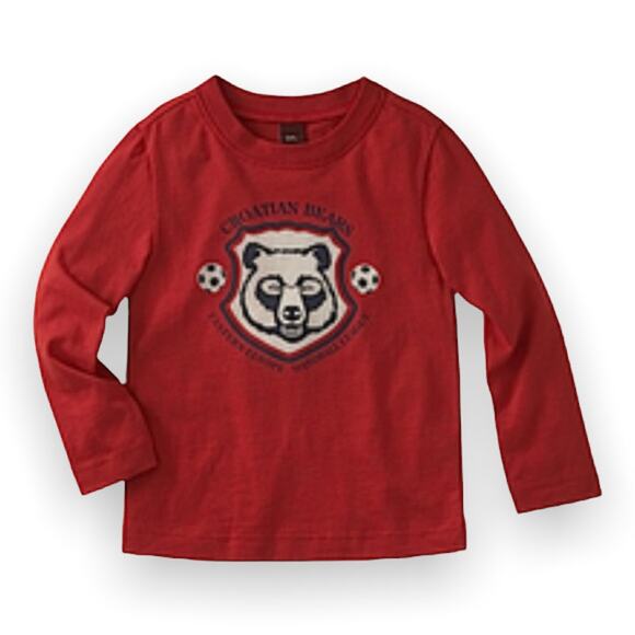 Tea Collection Boys Shirt Size 6-12 Mo Croatian Bears Red Soccer Long Sleeve NEW - Picture 3 of 8